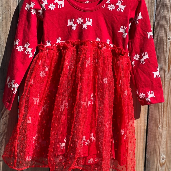 Hanna Andersson Reindeer Print Tulle Overlay Dress - Picture 9 of 9